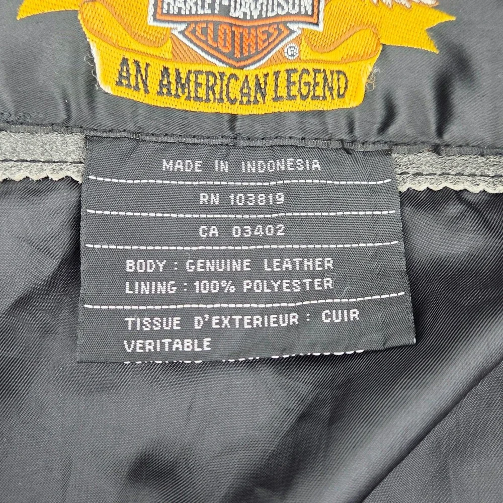 Harley Davidson Legendary Eagle Leather Moto Jacket Distressed w/ Liner Large